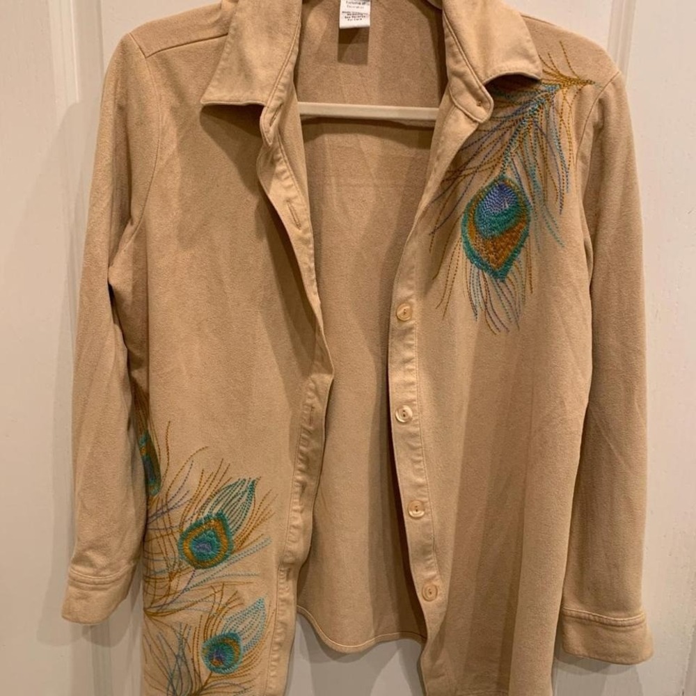 Draper's & Damons Light Tan Embroidered light jacket Sz S